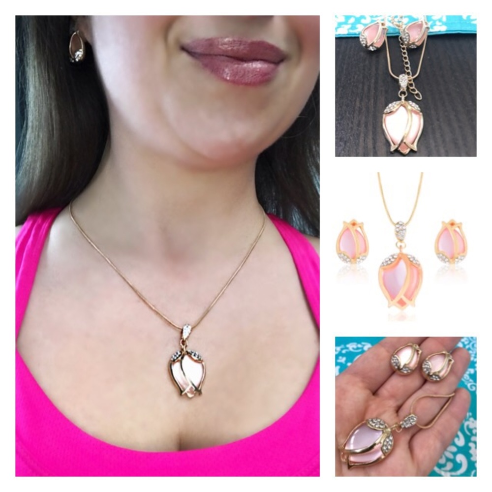 NEW!💙💎🌷PINK TULIP!🌷💎💙🌷GORGEOUS GOLDEN SET🌷 - Picture 7 of 8